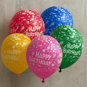 Парти балони - Happy Birthday - цветни - 35 см. - 10 бр.