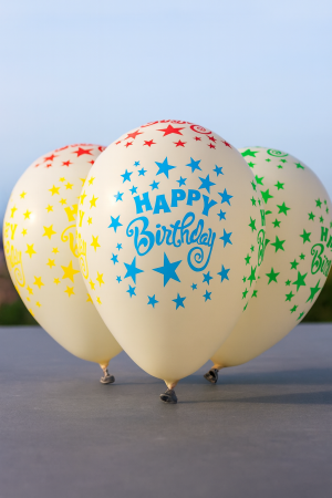 Парти балони - Happy Birthday - прозрачни - 23 см. - 10 бр.