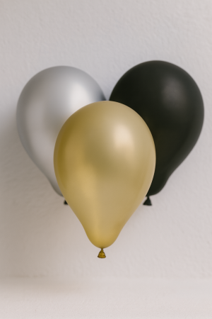 Парти балони - черни, златисти, сребристи - 23 см. - 20 бр.