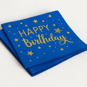 Парти салфетки - сини - Happy Birthday - 33 х 33 см. - 12 бр.