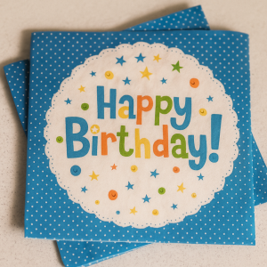 Парти салфетки - сини - Happy Birthday - 33 х 33 см. - 20 бр.