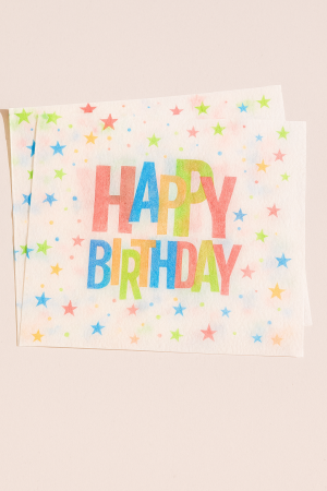 Парти салфетки - звезди - Happy Birthday - 33 х 33 см. - 100 бр.