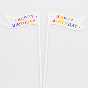 Парти клечки - флагчета - Happy Birthday - 10 бр.