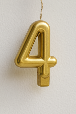 Свещ за торта - цифра 4 - златиста