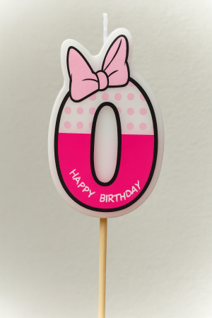 Свещ за торта - цифра 0 - розова