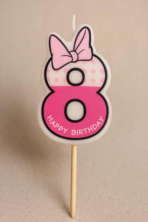 Свещ за торта - цифра 8 - розова