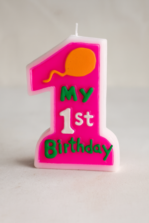 Свещ за торта - цифра 1 - цикламена