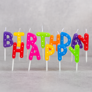 Свещи за торта - цветни - HAPPY BIRTHDAY - 13 бр.