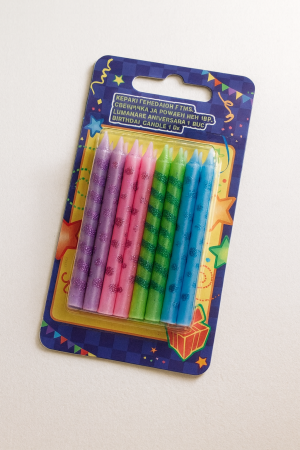 Свещи за торта - цветни - брокат - 24 бр.