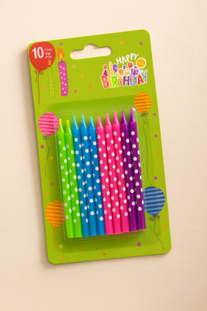Свещи за торта - цветни - 8 см. - 10 бр.