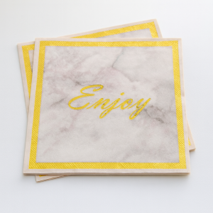 Парти салфетки - златисти - мрамор - 33 х 33 см. - 12 бр.
