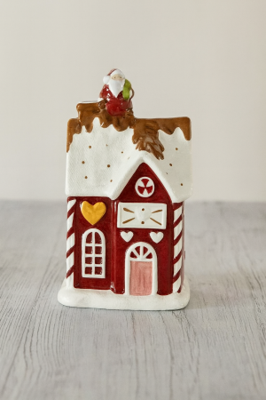 Коледна кутия за бисквити - Керамична къщичка "Gingerbread" -15 x 14 x 28 см.