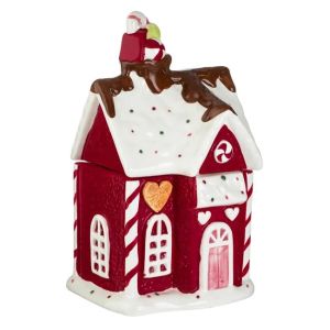 Коледна кутия за бисквити - Керамична къщичка "Gingerbread" -15 x 14 x 28 см.