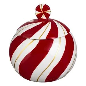 Керамична Коледна кутия за бисквити - Candy - ∅17 x 18 см