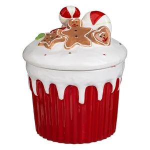 Коледна кутия за бисквити - керамична - Кексче - ∅16.5 x 21 см.