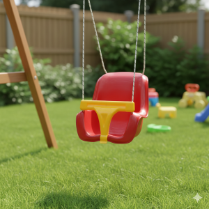 Детска люлка с въжета и предпазител - червена