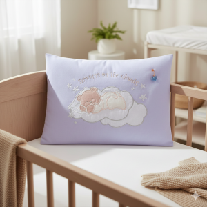 Бебешка възглавница - синя - мече - 38 х 28 см.