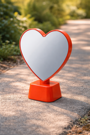 LED огледало – Червено сърце - 16 × 19 см