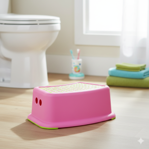 Детско стъпало за баня - розово - противохлъзгащо