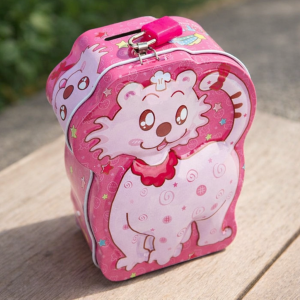 Детска касичка - коте - метална - с катинарче