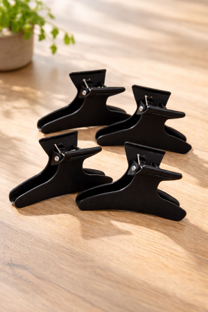 Фризьорски щипки за коса - пеперуди - черни - 9 см. - 4 бр.