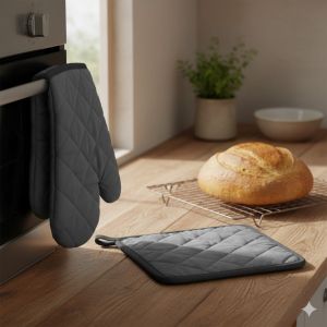 Кухненска ръкавица с ръкахватка - Сив - 14 x 25 см.