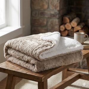 Поктивало за диван или фотьойл - Двулицево - Кафяво и Бяло -160 x 130 см.