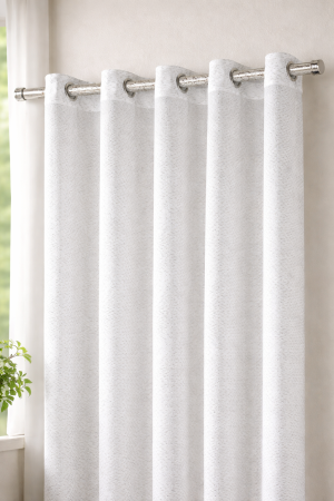 Завеса - бяла - сребърни нишки - 140 х 250 см.