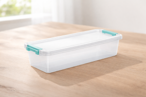 Кутия за съхранение с капак 1.2 литра - Пластмасова - 27 x 11.5 x 6 см.