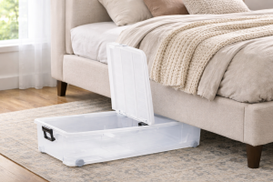 Кутия за съхранение с колелца 60 литра - Пластмасова - 74 x 48 x 18 см.