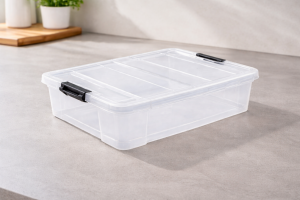 Кутия за съхранение с капак 12 литра - Пластмасова - 42 x 33.5 x 14 см.