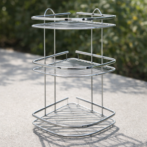 Ъглова етажерка за баня - метална - 3 нива - 47 х 23 см.