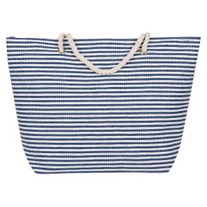 Плажна чанта - синьо-бяло райе