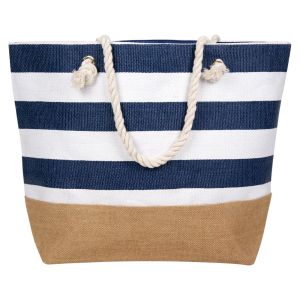 Плажна чанта - синьо-бяла