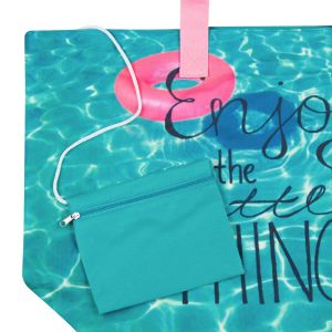 Плажна чанта - тюркоаз + несесер
