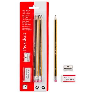 Моливи ΗΒ - 5 бр. + острилка и гума