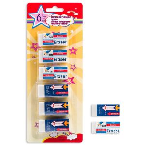 Гума за молив - бяла - 6 бр.