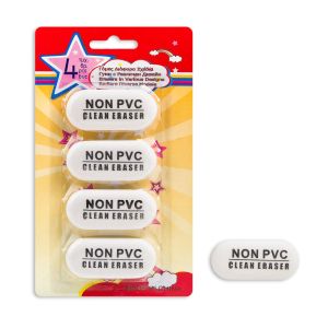 Гума за молив - бяла - овална - 4 бр.