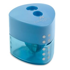 Острилка с контейнер - двойна - синя - FABER-CASTELL