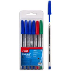 Химикалки - прозрачни - 3 цвята - 6 бр.