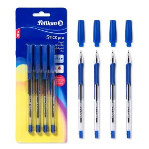 Химикалки - сини - 4 бр. - PELIKAN stick pro