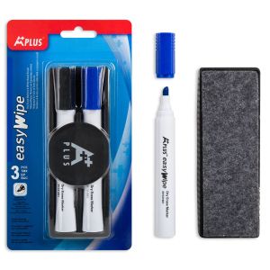 Маркери за бяла дъска - черен и син + гъба