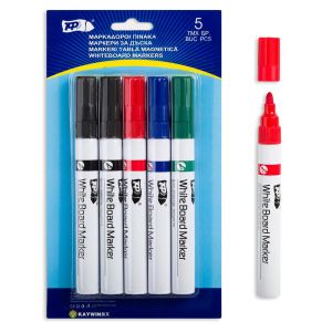 Маркери за бяла дъска - 4 цвята - 5 бр.