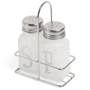 Солница и пиперница - стъклени - матирани