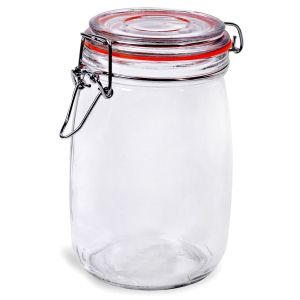 Буркан - стъклен - метален механизъм - 10 х 16 см.