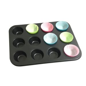 Метална форма за мъфини - 12 гнезда + хартиени форми