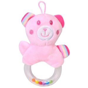 Дрънкалка - пръстен - мече - розова