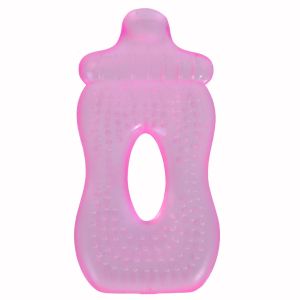 Силиконова гризалка - биберон - розова - с вода