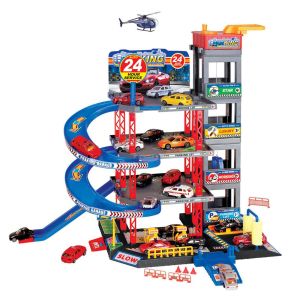 Детски комплект - паркинг с автомобили и хеликоптер